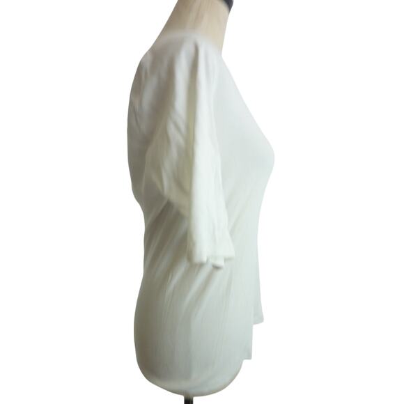 NWT Everlane White Pima Micro Rib Scoop Neck Top Shirt Short Sleeve XL - Picture 2 of 7